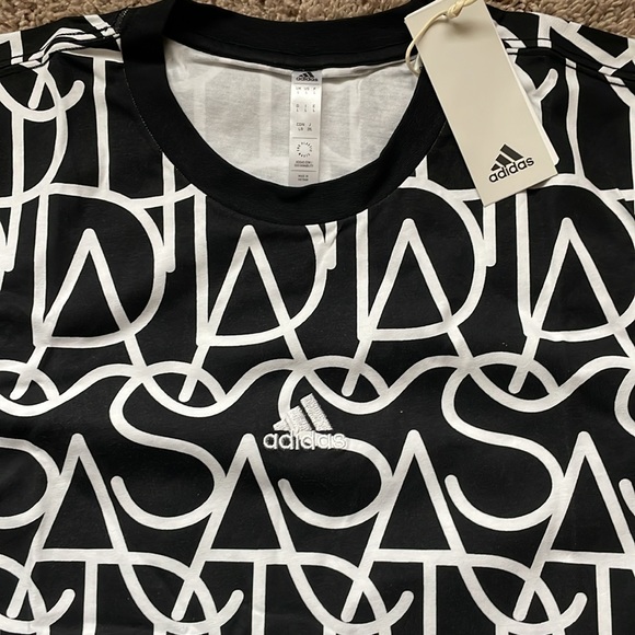 NWT white and black Adidas t-shirt size large - Picture 2 of 2
